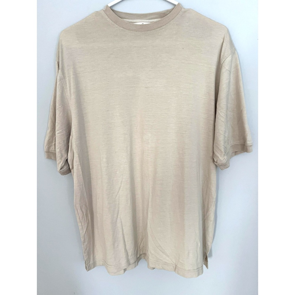 TravelSmith Shirt Mens Medium Beige Short Sleeve Crewneck Lightweight Casual Tee